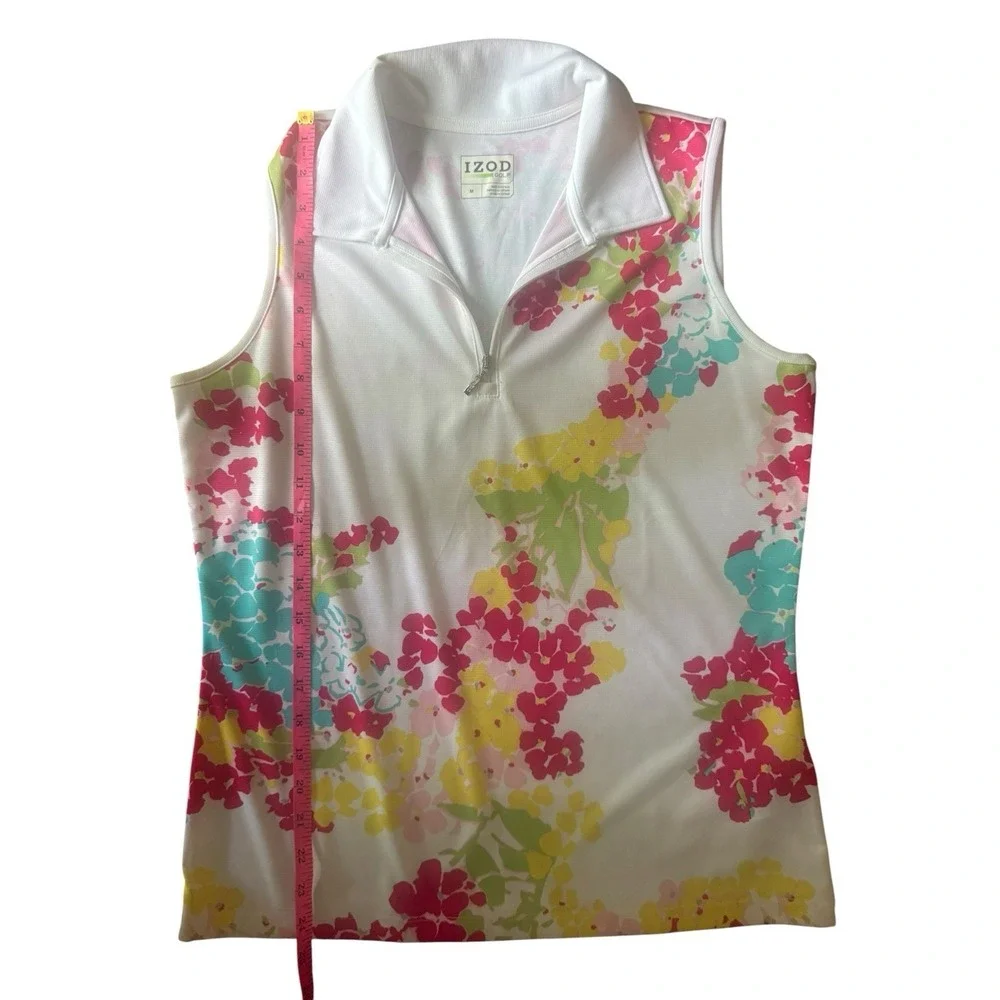 IZOD Golf Floral Sleeveless Polo & Skirt Set Womens M Top 10 Skort NWT
